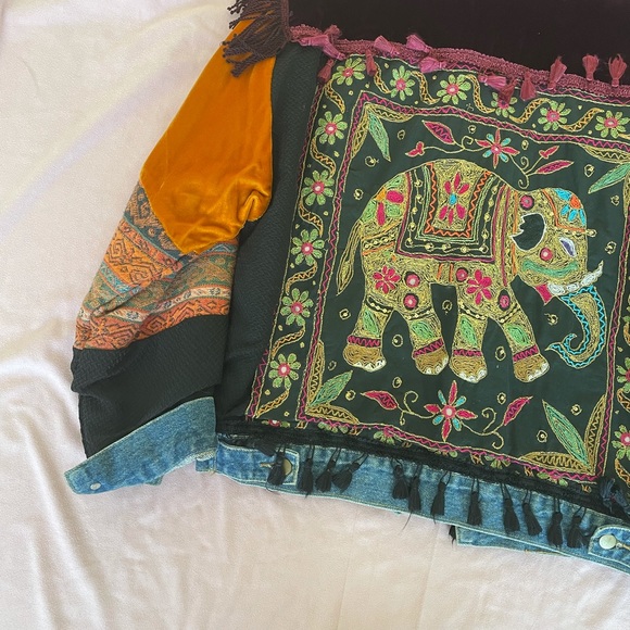 Vintage 1990's by designer Ann Ferriday one of a kind denim embellished jacket - Picture 4 of 9